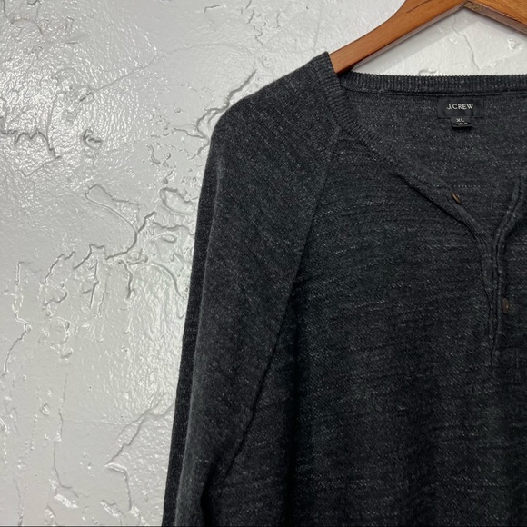 JCREW Men's Rugged Cotton Heather Black Henley Sweater Size XL - Picture 5 of 7